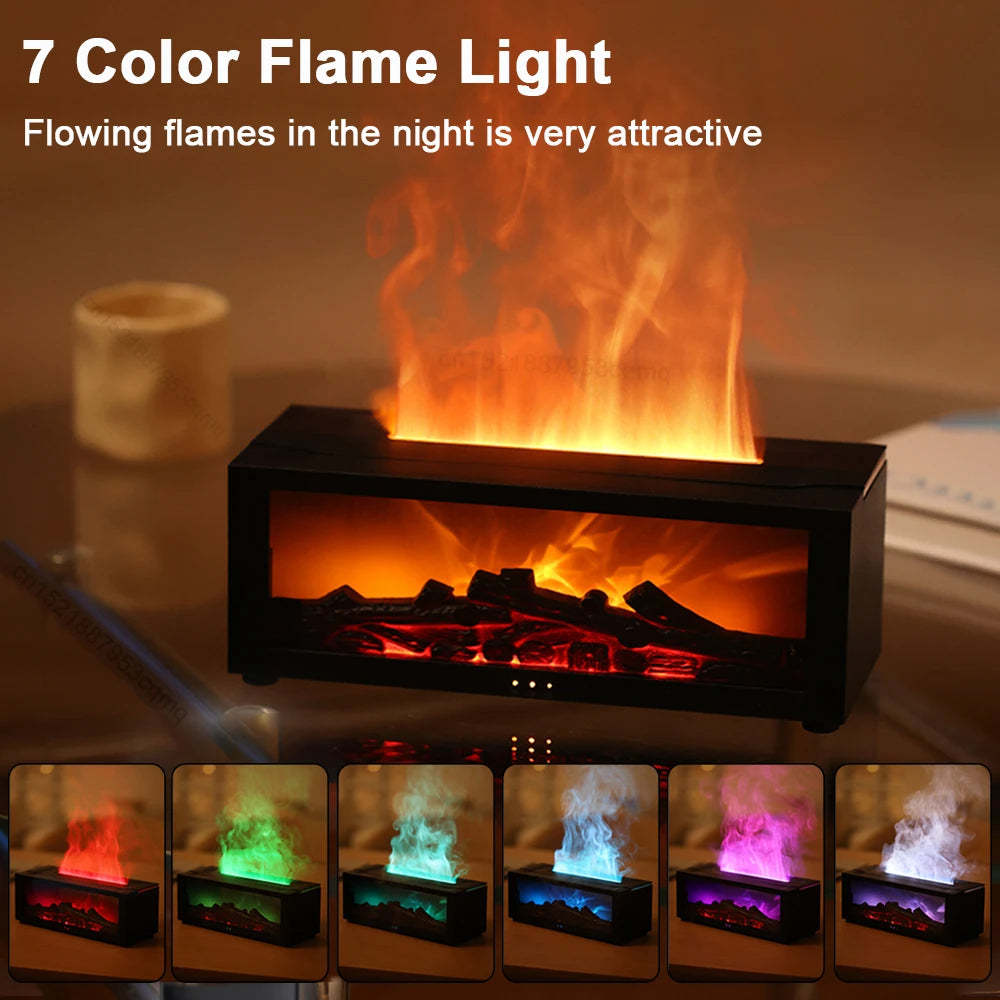 New Flame Aromatherapy Machine Colorful Essential Oil Diffuser Home Large Fog Volume Flame Humidifier 3D