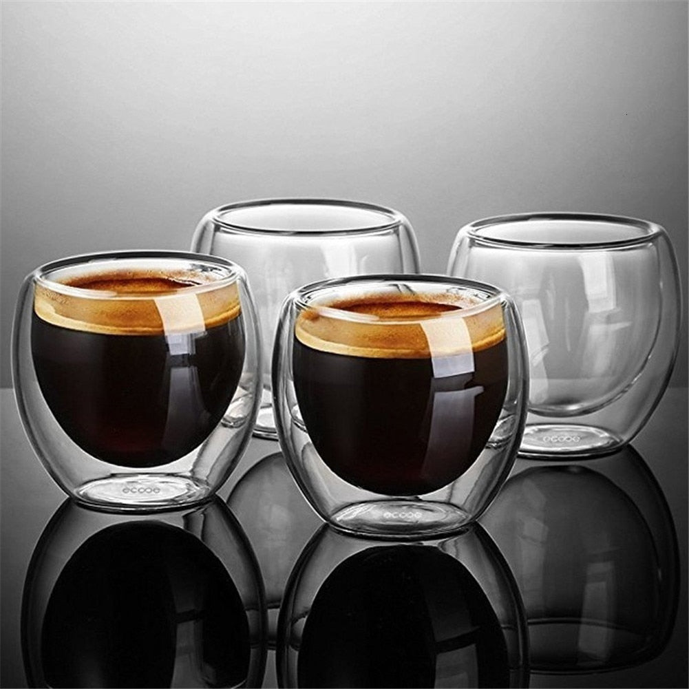 Heat-Resistant Double Wall Glass Coffee Cups