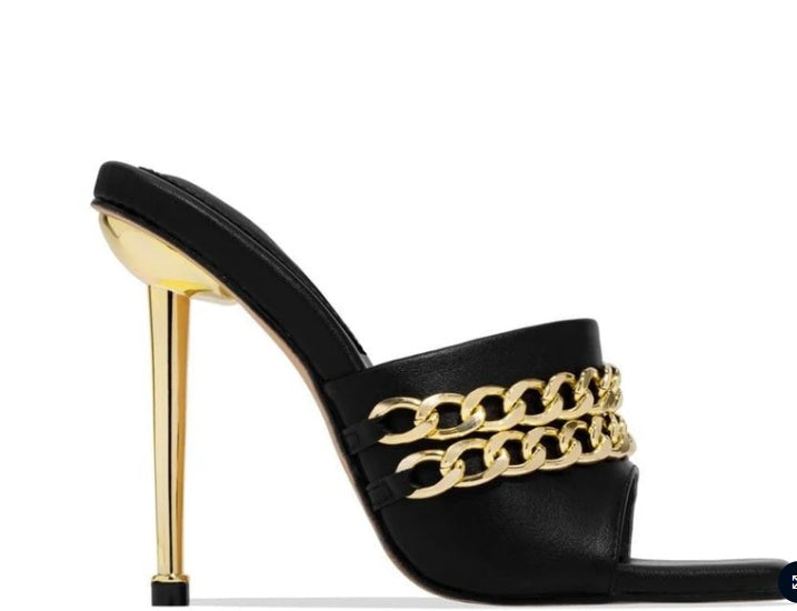 Womens Sandals Shoes Mules Thin High Heels Square Toe Slippers