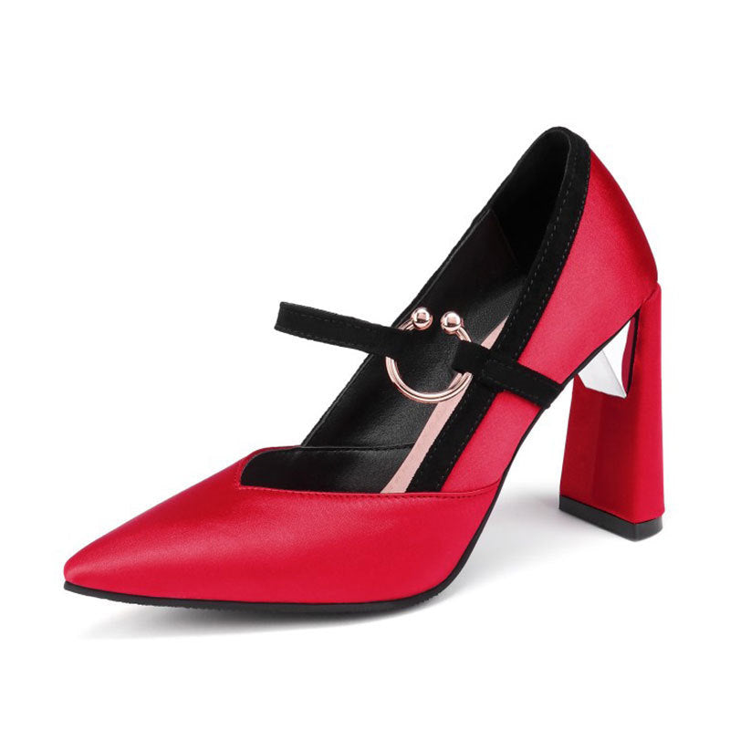 Womens Pumps Shoes Mary Jaen Stiletto High Heels Strange Pointed Toe