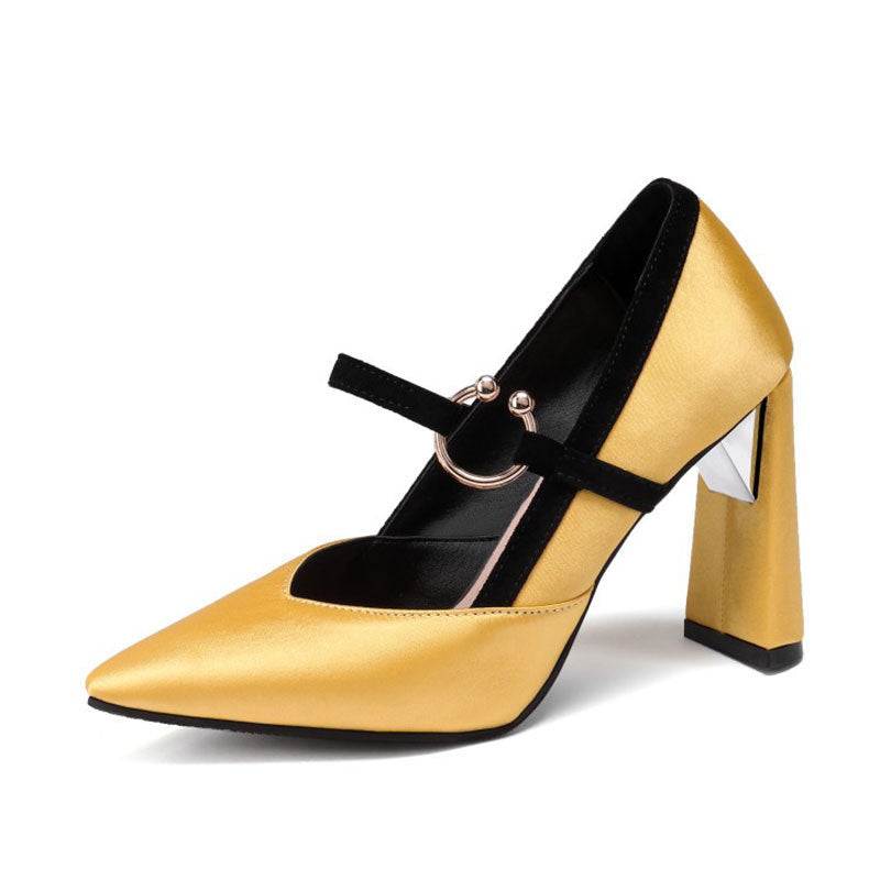 Womens Pumps Shoes Mary Jaen Stiletto High Heels Strange Pointed Toe