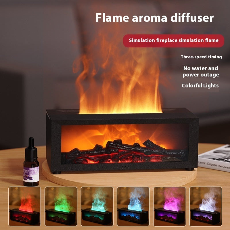 New Flame Aromatherapy Machine Colorful Essential Oil Diffuser Home Large Fog Volume Flame Humidifier 3D