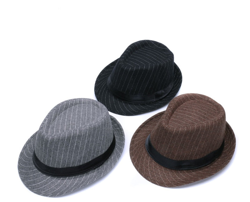 Men's Fashion Striped Fedora Hat