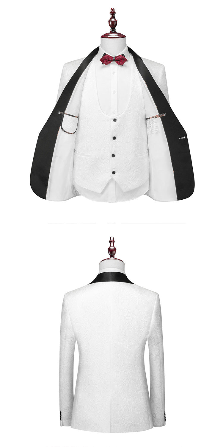 Conjunto de terno masculino slim fit noivo vestido de noite de casamento