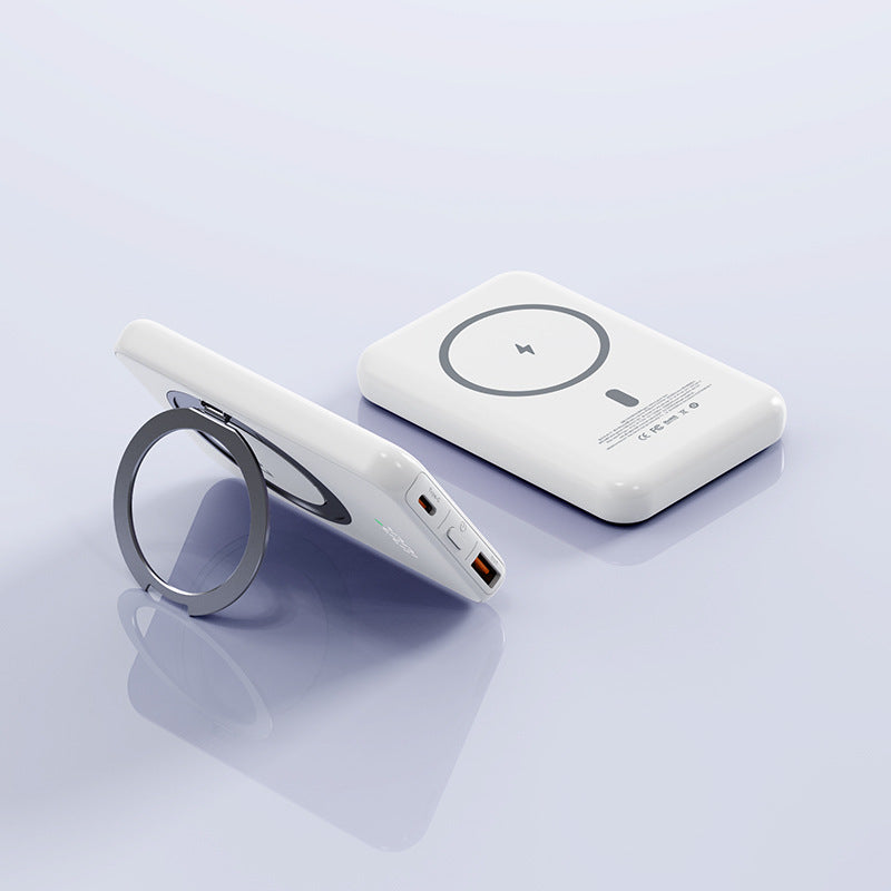 Magnetic Suction With Bracket Wireless Charger Portable 5000mAh Mobile Power Supply
