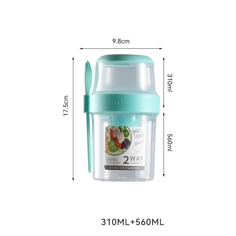 Portable Breakfast Oatmeal Cereal Nut Yogurt Salad Cup Container Set With Fork Sauce Cup Lid Bento Food Bowl Kitchen Lunch Box