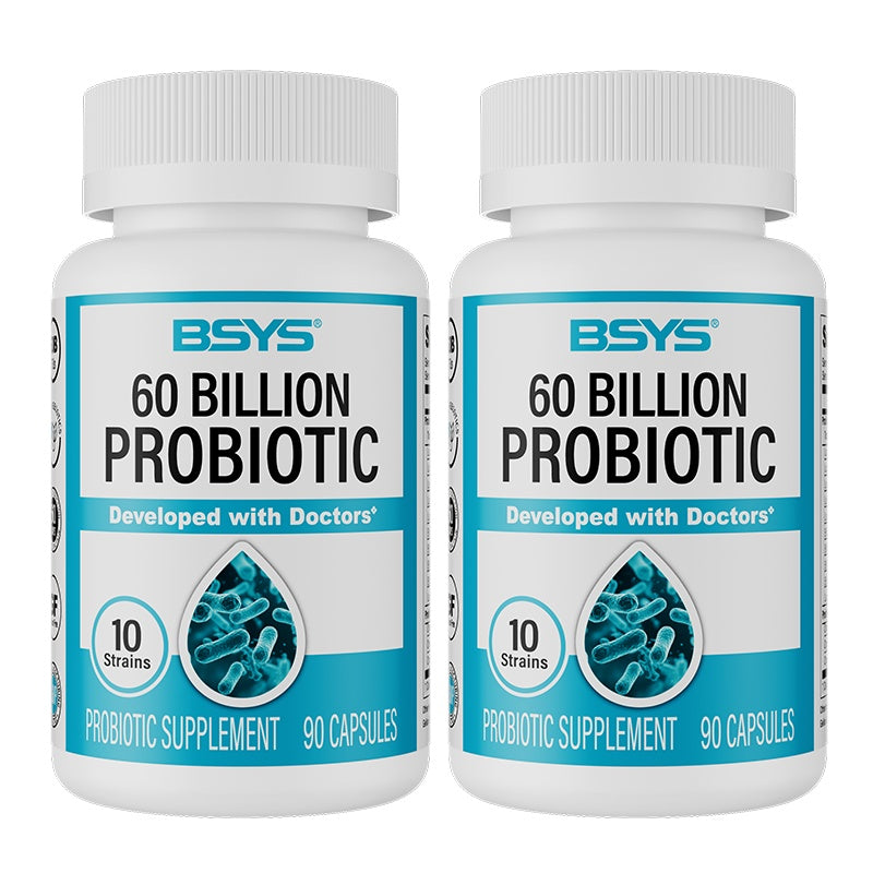 BSYS 60 Billion CFU Probiotic Capsules Acid-Resistant Stomach-Resistant Formula Intestinal Delivery Technology Digestive & Immune Health Support Daily Gut Wellness Supplement