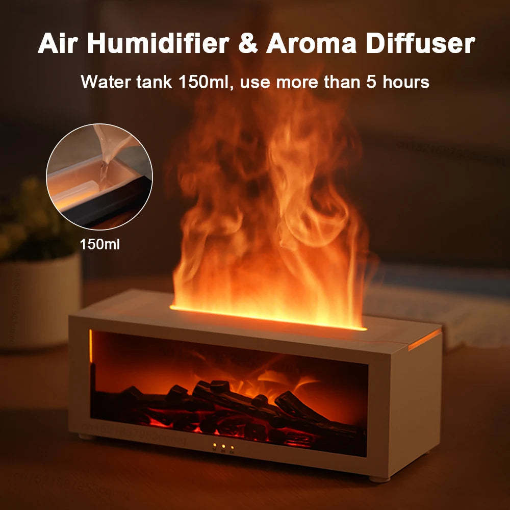 New Flame Aromatherapy Machine Colorful Essential Oil Diffuser Home Large Fog Volume Flame Humidifier 3D