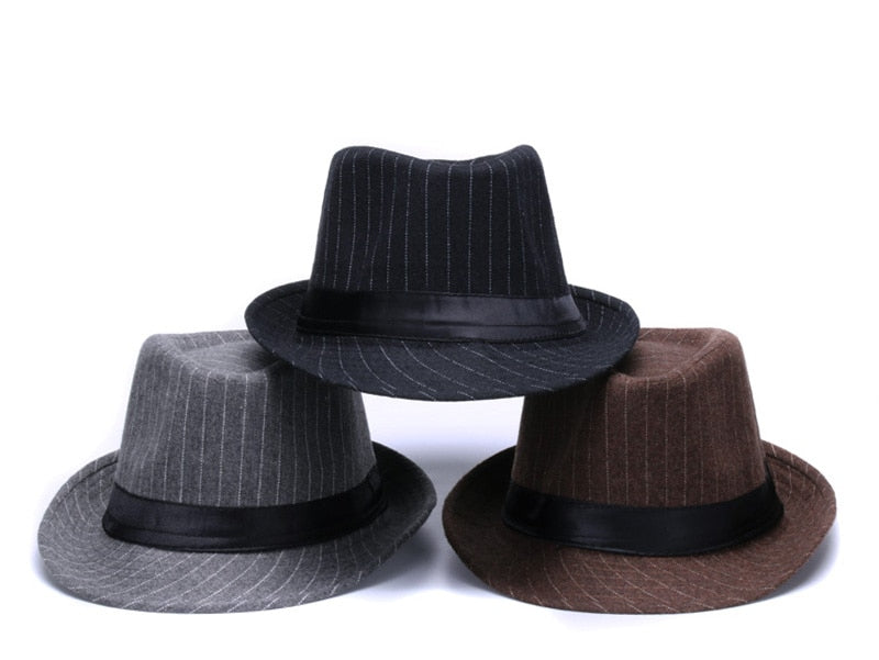 Men's Fashion Striped Fedora Hat