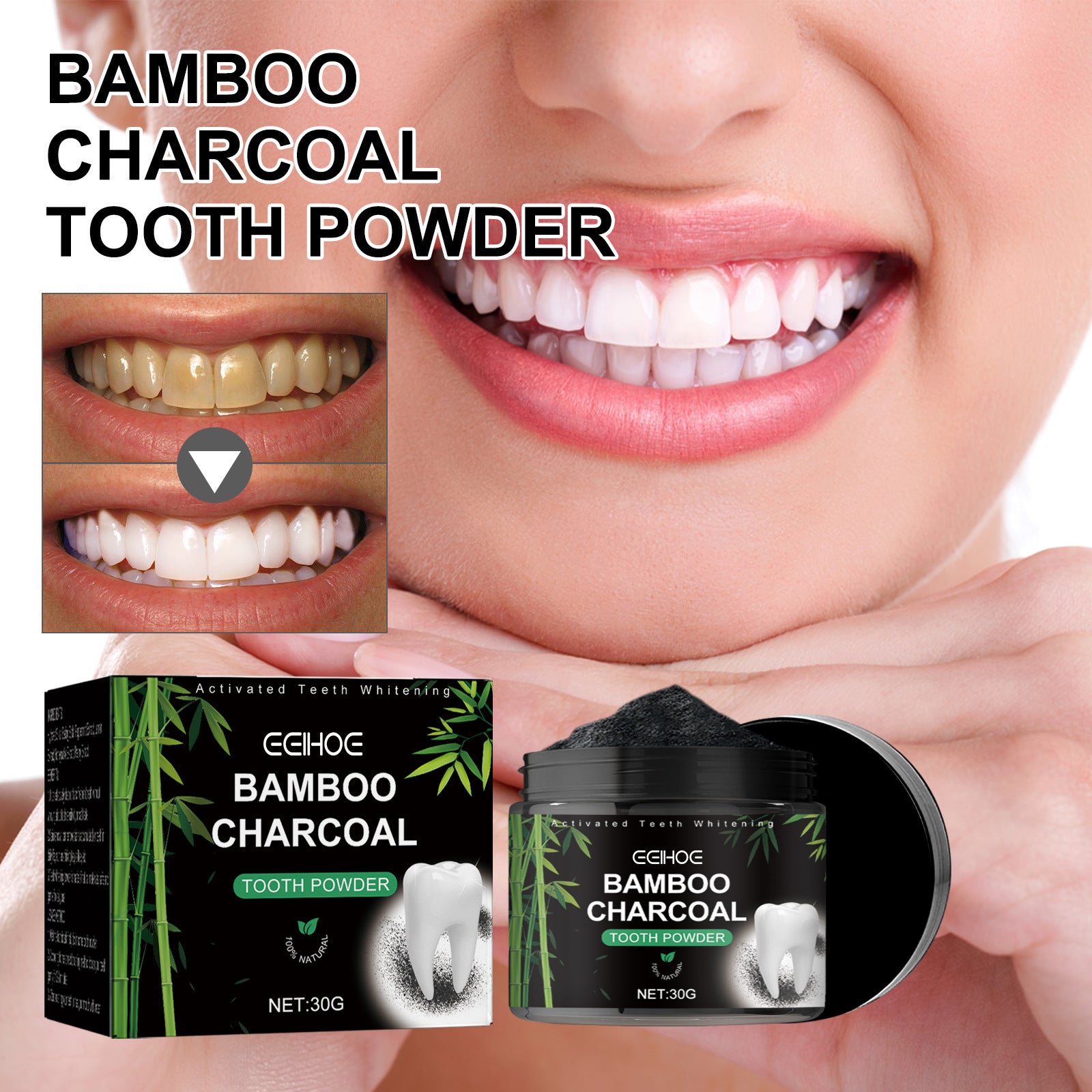 Charcoal Tooth Powder Clean Oral Odor