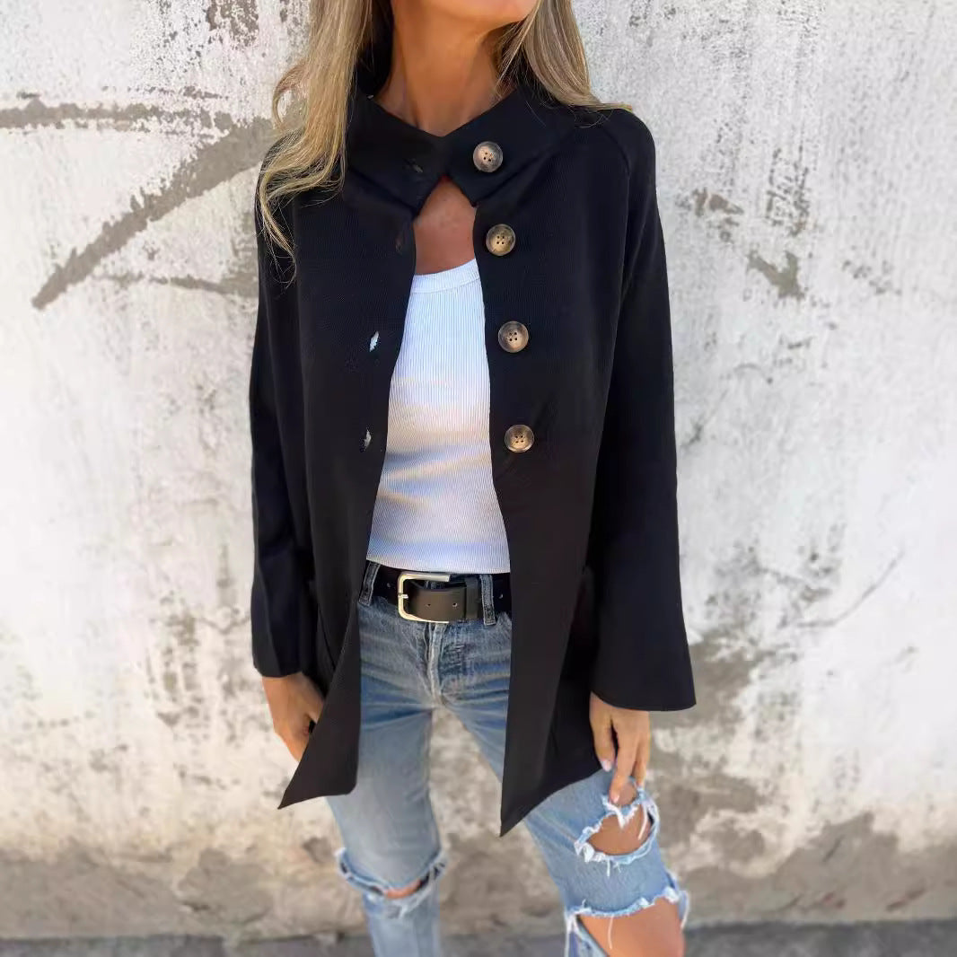 Ins Single Breasted Lapel Knitted Coat Fashion Pocket Long Sleeve Cardigan Jacket Women's Clothing