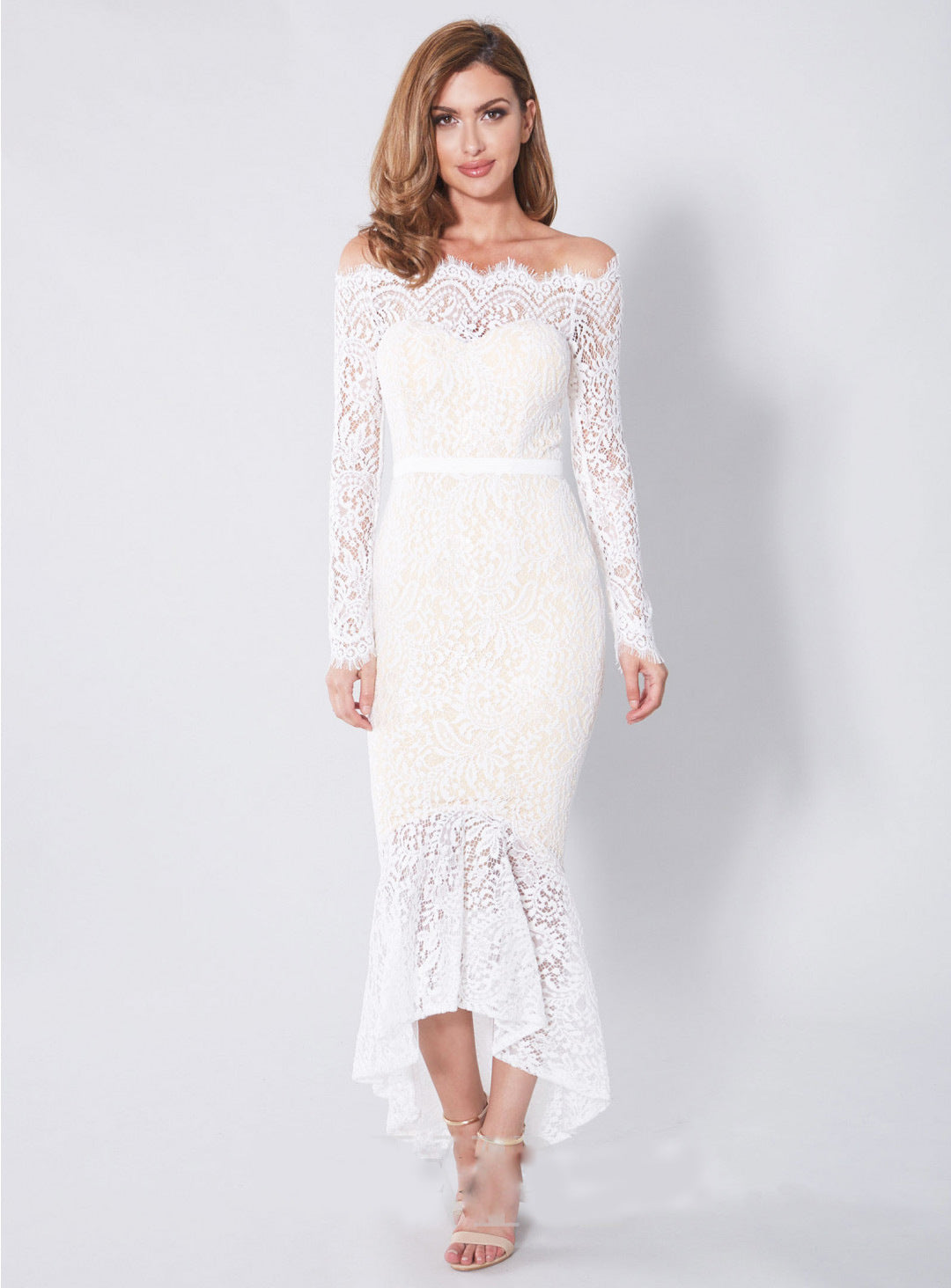 Eyelash Collar Long Sleeves. Dress