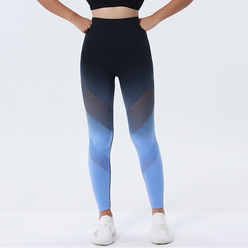 New Hollow Design Gradient Printed Yoga Pants Seamless