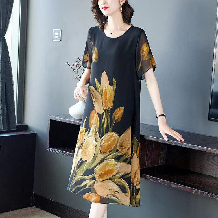 Dress Vintage Ethnic Style Loose Slimming Printed Dress