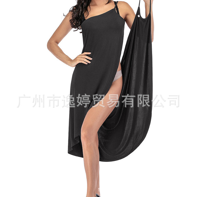 Vestido de alça de praia sexy de cor sólida, fornecimento direto de comércio exterior transfronteiriço