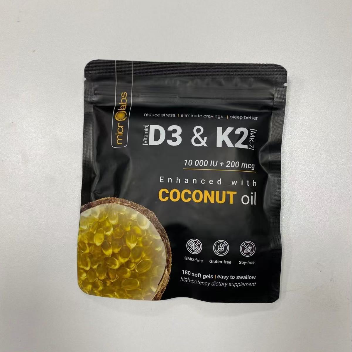 In Stock TK Hot Explosions Vitamin D3 K2 Soft Capsule Dietary Supplement VitaminD3 K 2 180
