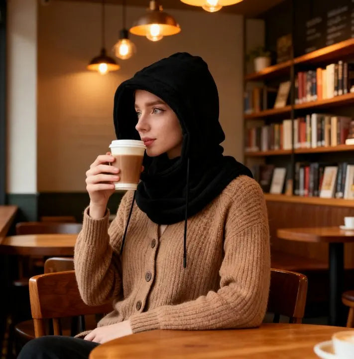 Unisex Winter Balaclava Knit Hood - Windproof Mask with Drawstring,