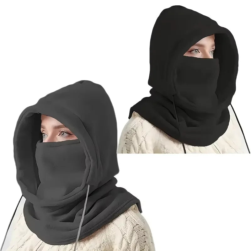 Unisex Winter Balaclava Knit Hood - Windproof Mask with Drawstring,