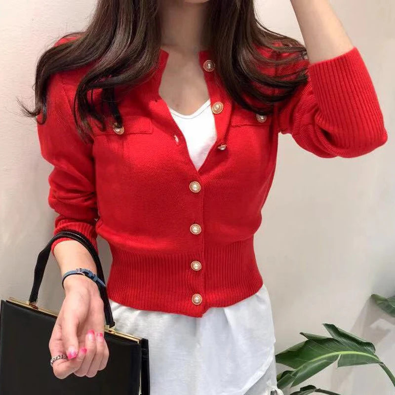 2025 Autumn Long Sleeve Fashion Women Cardigans Sweater Knitted Coat
