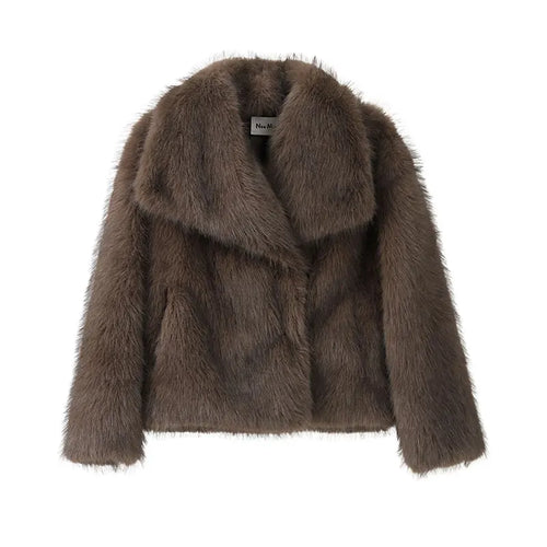 2025 Winter New Fashion Gradient Fluffy Fur Coat Women High Street
