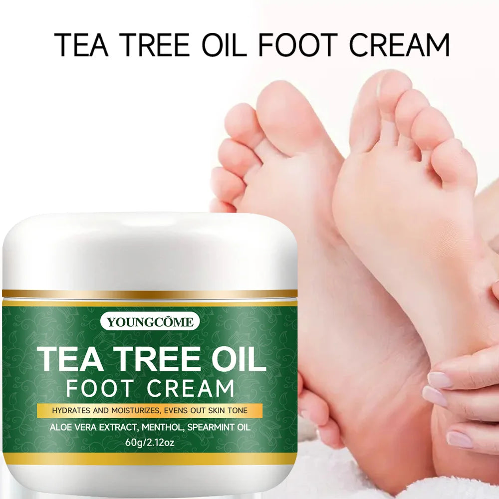 Foot moisturizer with aloe vera and tea tree oil to deeply nourish the