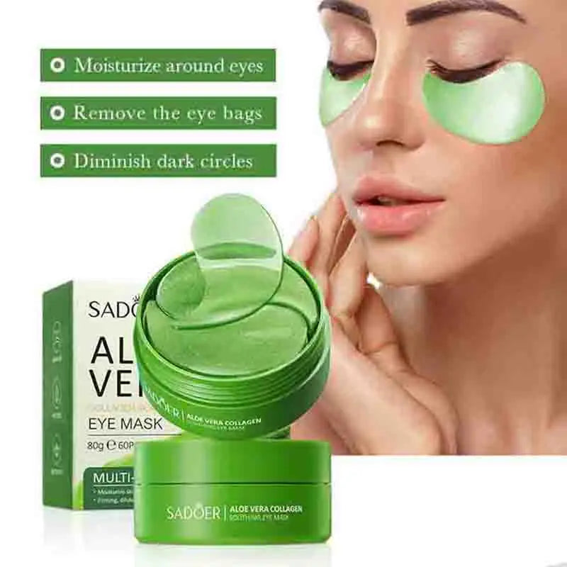 60pcs Aloe Vera Collagen Eye Mask Anti Dark Circles Removal Eyes Bags