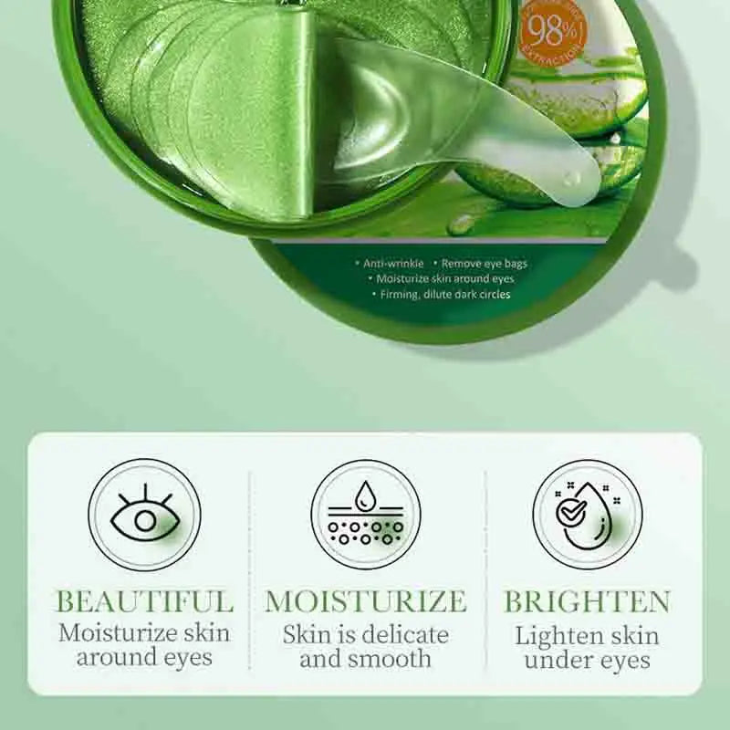 60pcs Aloe Vera Collagen Eye Mask Anti Dark Circles Removal Eyes Bags