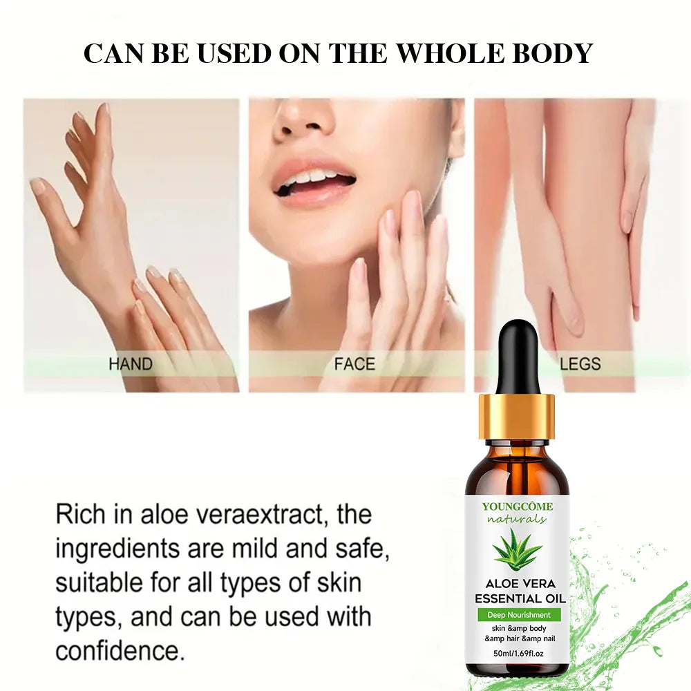 Pure aloe vera moisturizing essential oil nourishes the skin, body,