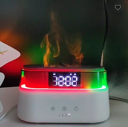 2023 Elegant Alarm Clock Oil Diffuser Innovative Simulation Flame