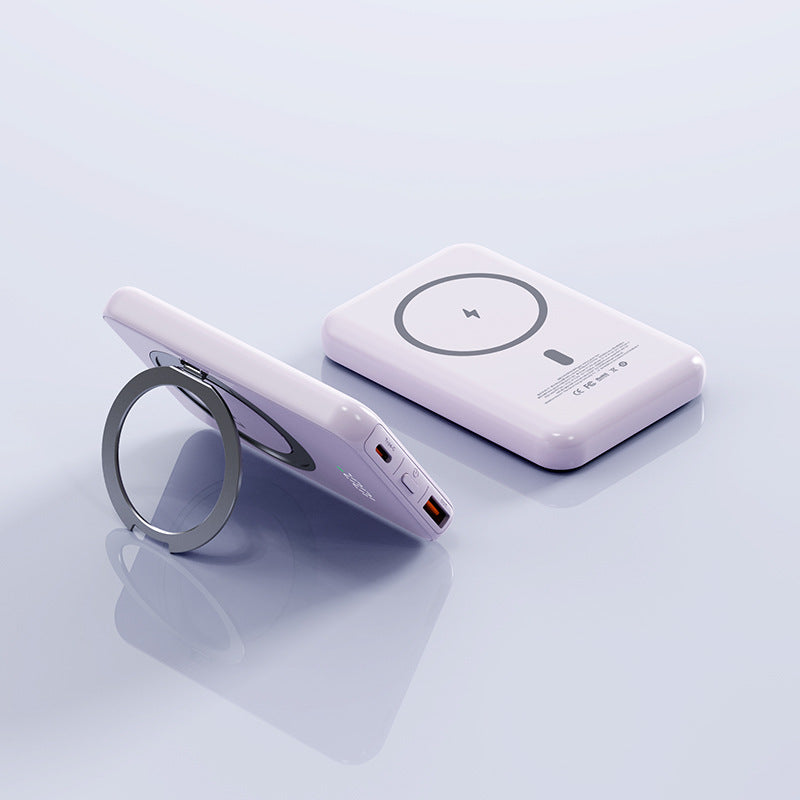 Magnetic Suction With Bracket Wireless Charger Portable 5000mAh Mobile Power Supply