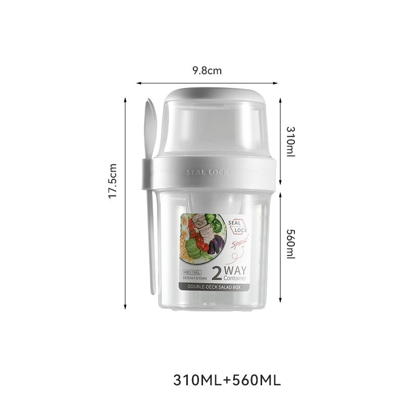 Portable Breakfast Oatmeal Cereal Nut Yogurt Salad Cup Container Set With Fork Sauce Cup Lid Bento Food Bowl Kitchen Lunch Box