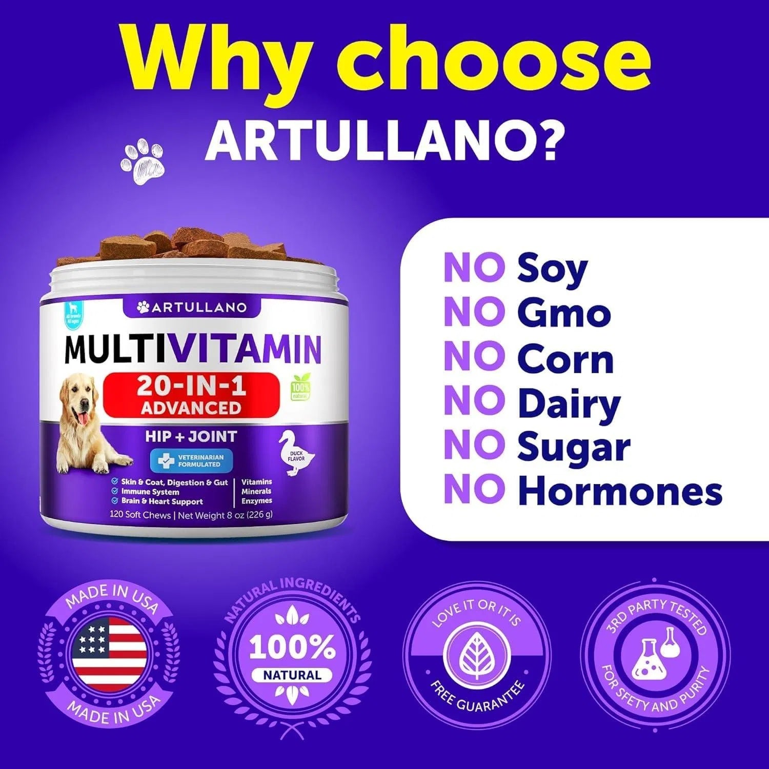 Dog Multivitamin Chewable With Glucosamine 20 In 1 Dog Vitamins And Supplements