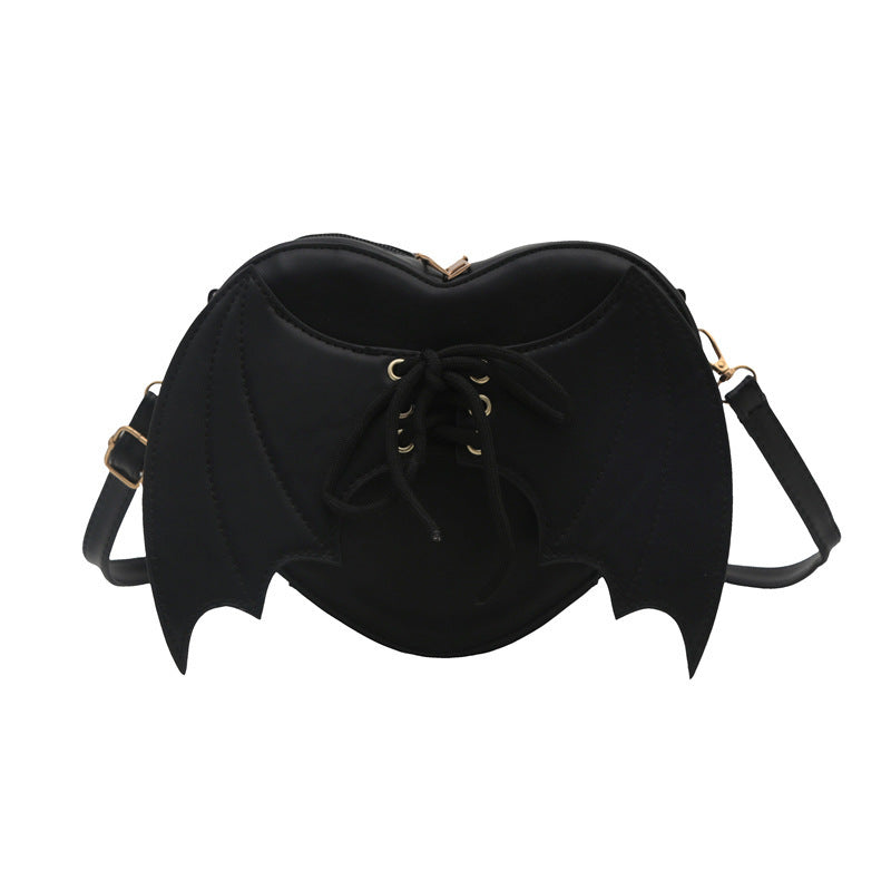 Heart Shape Bag Strap Design Bat Wings One Shoulder Crossbody Bag