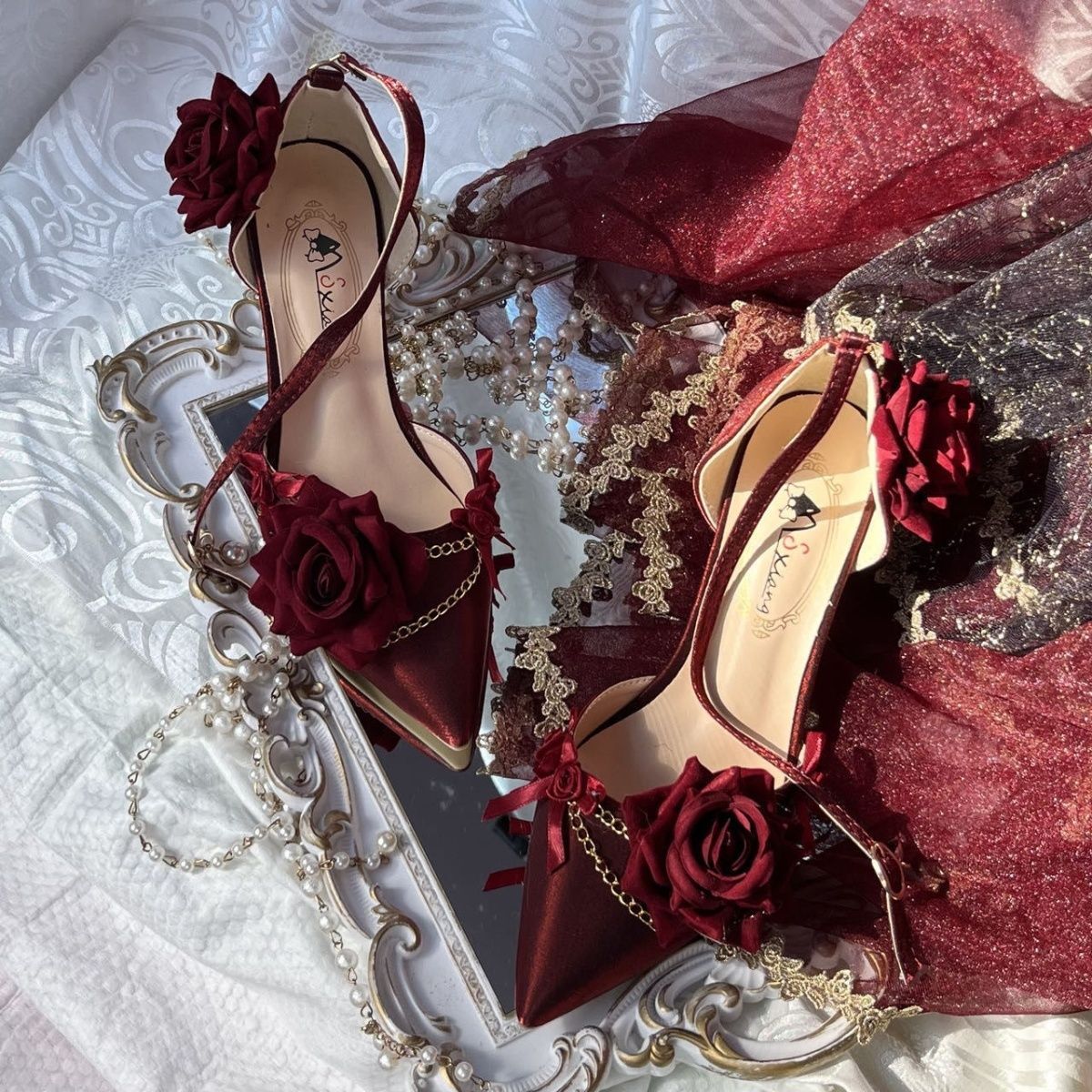 Ceremony Rose Chronicle Pointed High Heels Wedding Shoes Tea Party