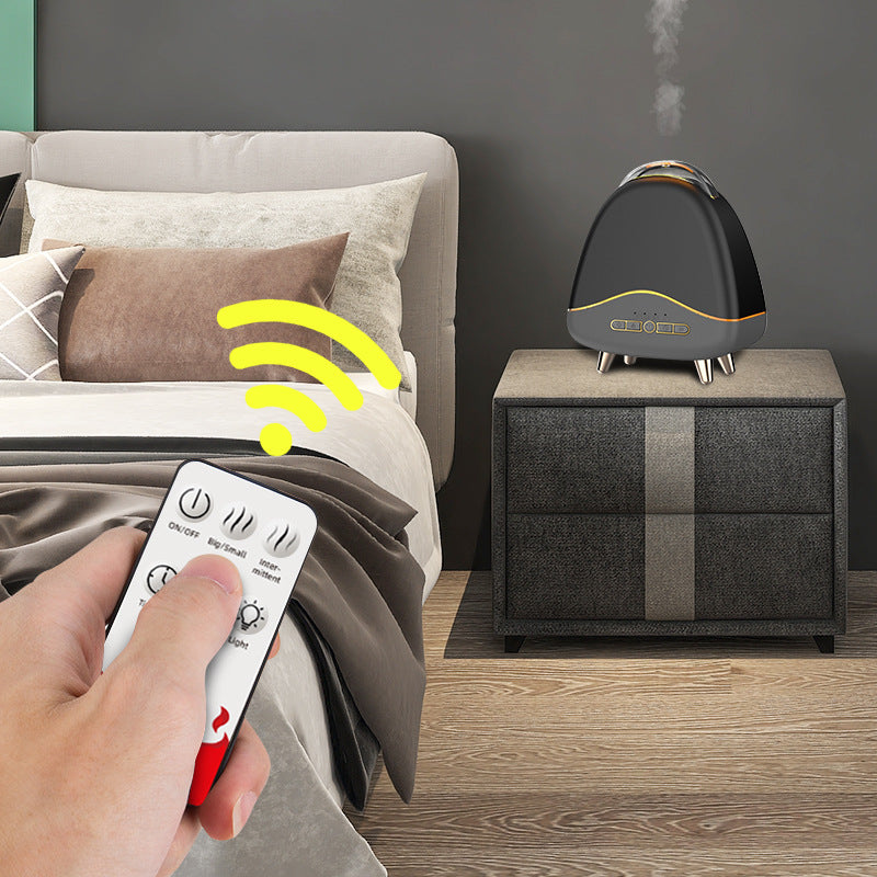 Umidificador doméstico de grãos de madeira com difusor de aroma de chama