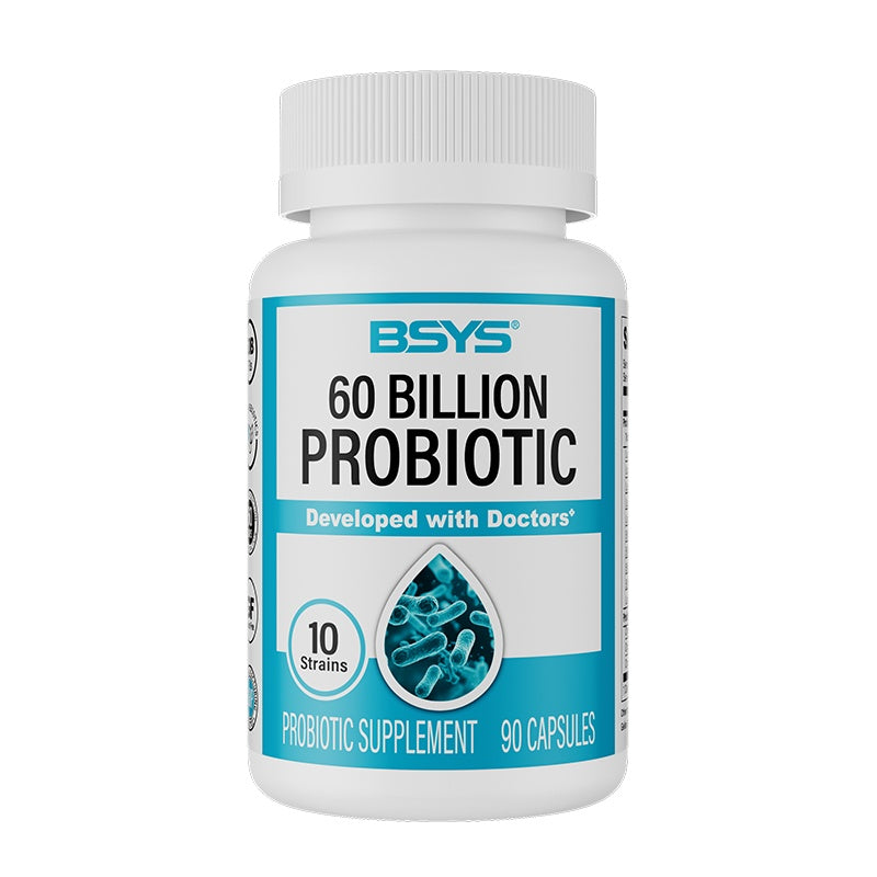 BSYS 60 Billion CFU Probiotic Capsules Acid-Resistant Stomach-Resistant Formula Intestinal Delivery Technology Digestive & Immune Health Support Daily Gut Wellness Supplement