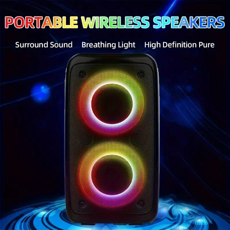 Wireless Speaker With Subwoofer, Large Boombox Speaker, Stereo Speaker, Subwoofer, Outdoor Wireless Speaker, Party Disco Light, TWS, TF, AUX