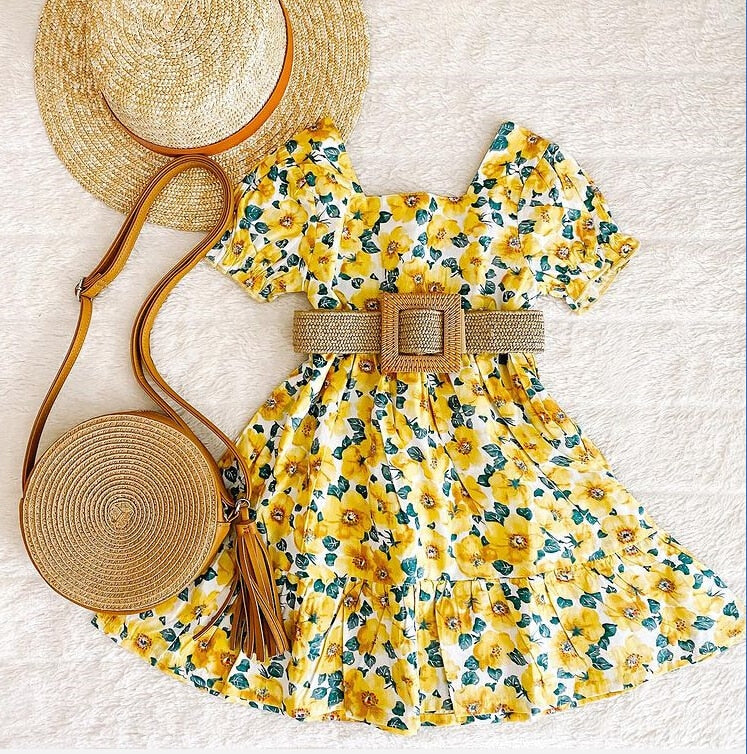 Vestido de verão princesa infantil para meninas