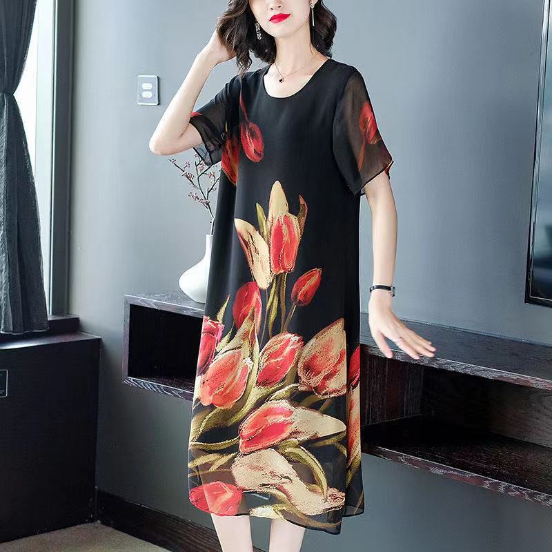Dress Vintage Ethnic Style Loose Slimming Printed Dress