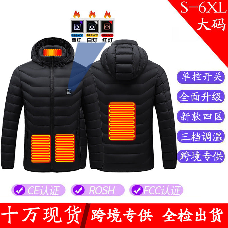 Winter New M09 Stand Collar Electric Heating Intelligent Heating Clothing Warm Constant Temperature Heating Cotton Coat USB Charging Cotton Coat