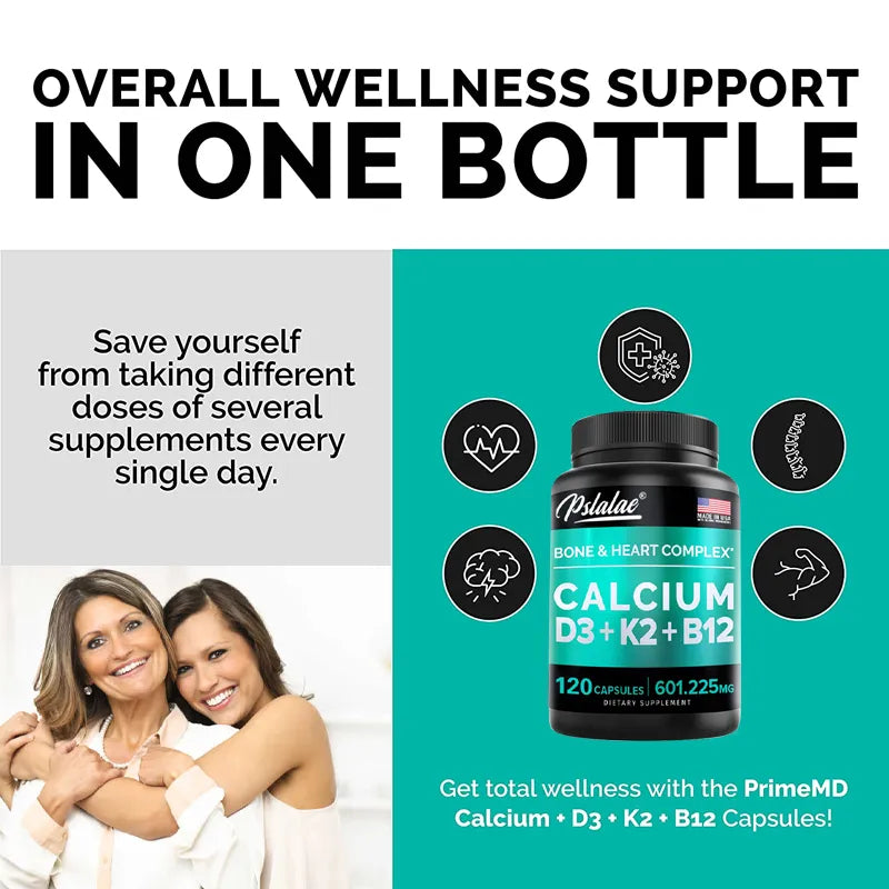 Bone & Heart Complex, 4 In 1 Calcium 600 Mg with Vitamin D3 K2