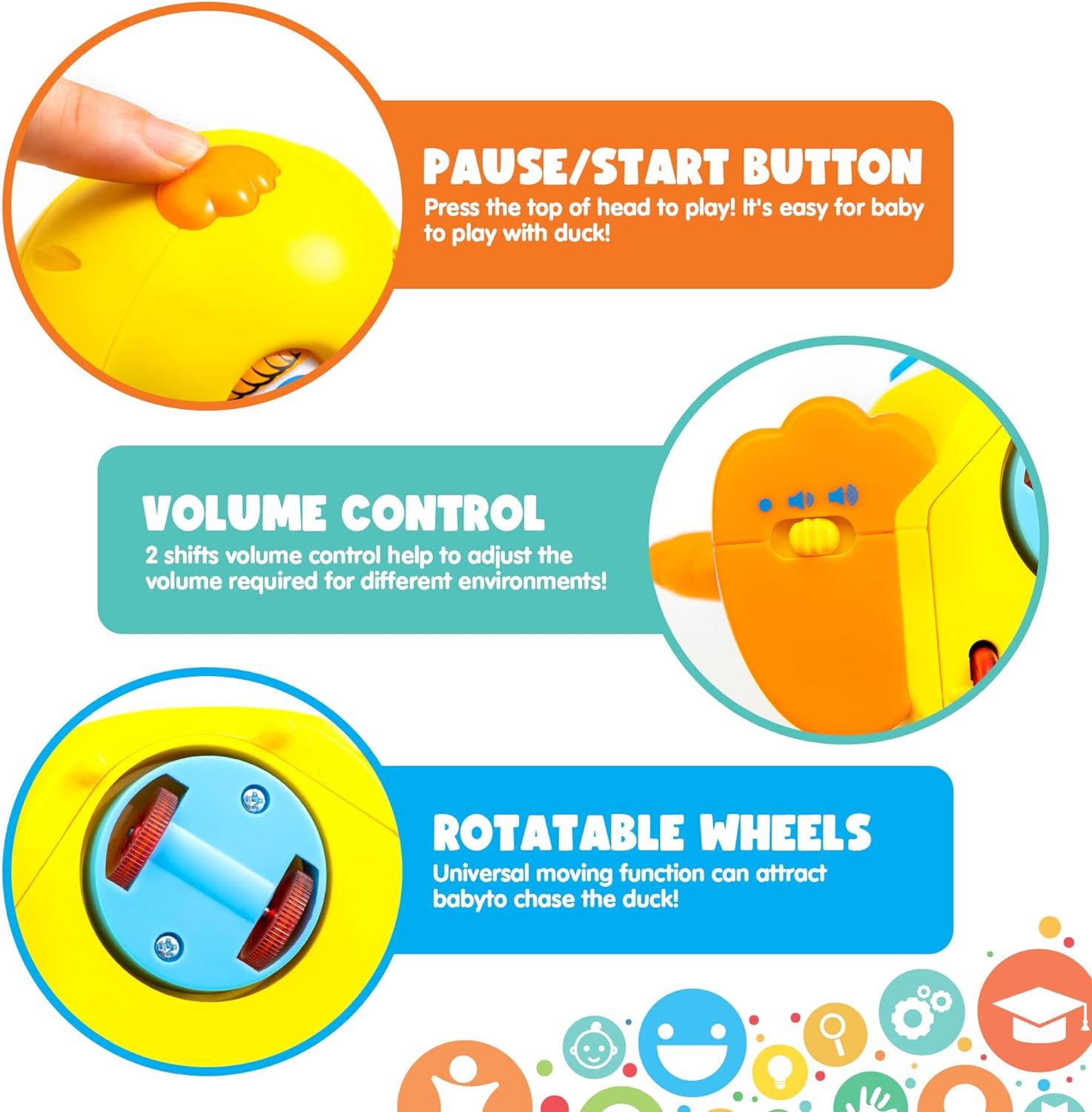 Brinquedo musical de pato para bebê
