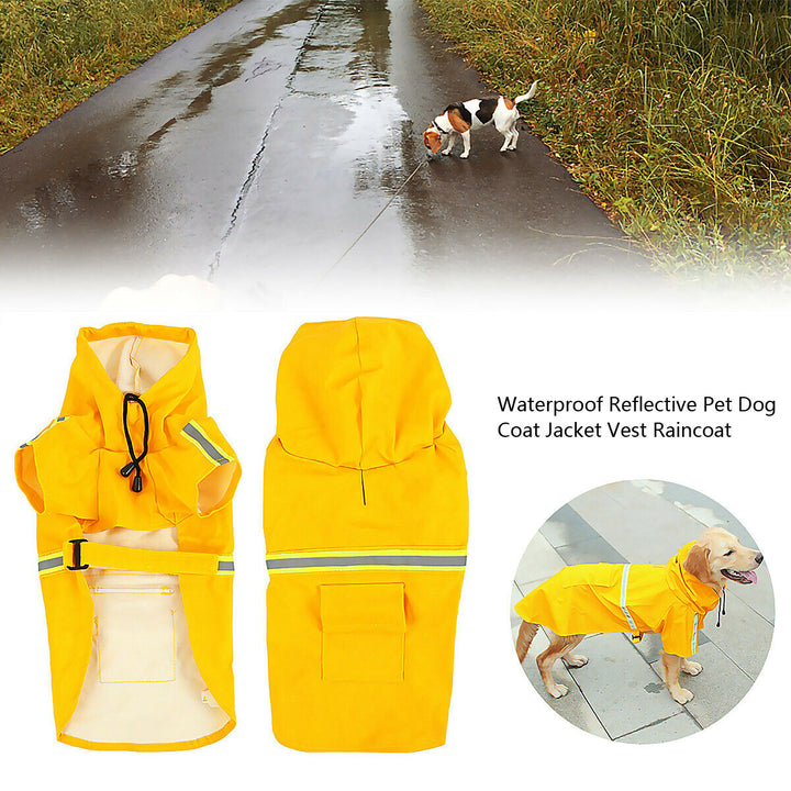 Dog Rain Jacket With Safety Reflective Stripe