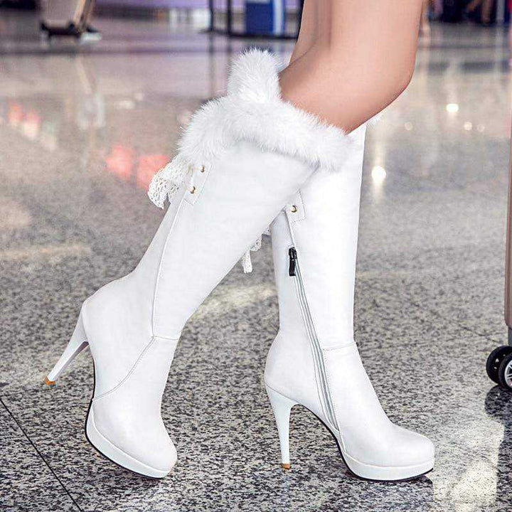 New Women's Stiletto Heel Side Zip Round Toe Boots