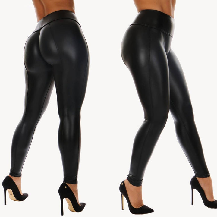 Pu Yoga Leggings Exercício Fitness Calças Mulheres