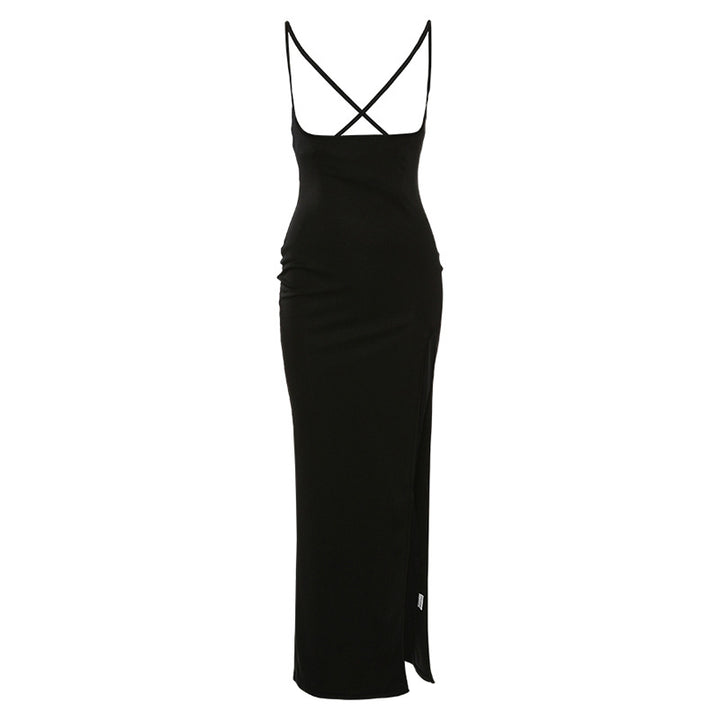 Vestido elegante justo sem costas sexy dividido para mulheres. Vestir 