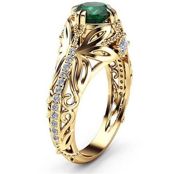 Emerald plated 14k yellow gold ring