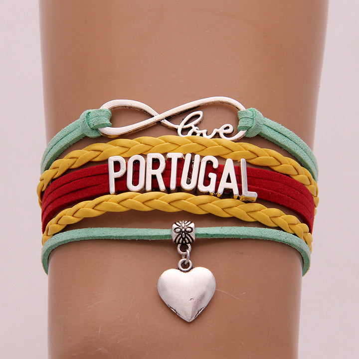 Pulseira trançada com bandeira de Portugal