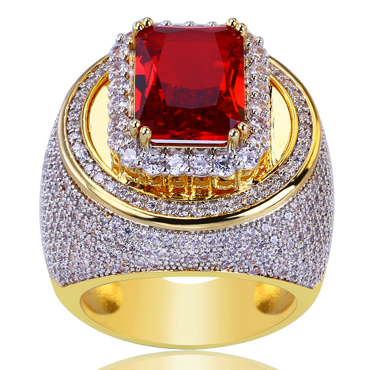 Men's Gold Plated Zircon Ring