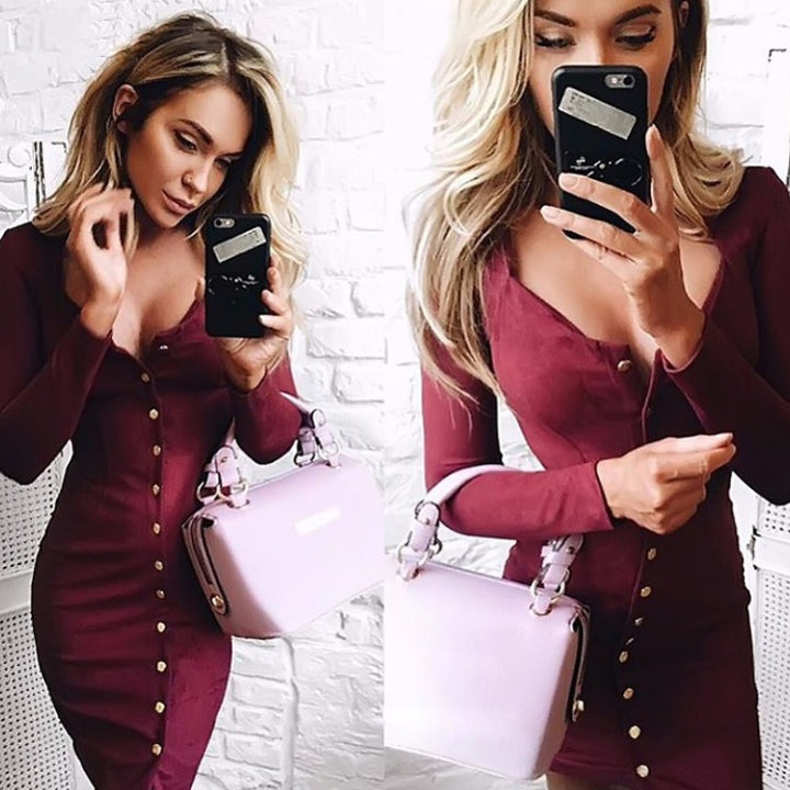 Spring Women Bodycon Slim Long Sleeve Party Cocktail Pencil Mini Dress Sexy Sheath Women Dresses